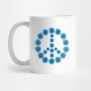 Blue flowers peace symbol Mug